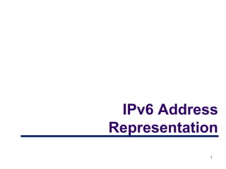 1
IPv6 Address
Representation
 