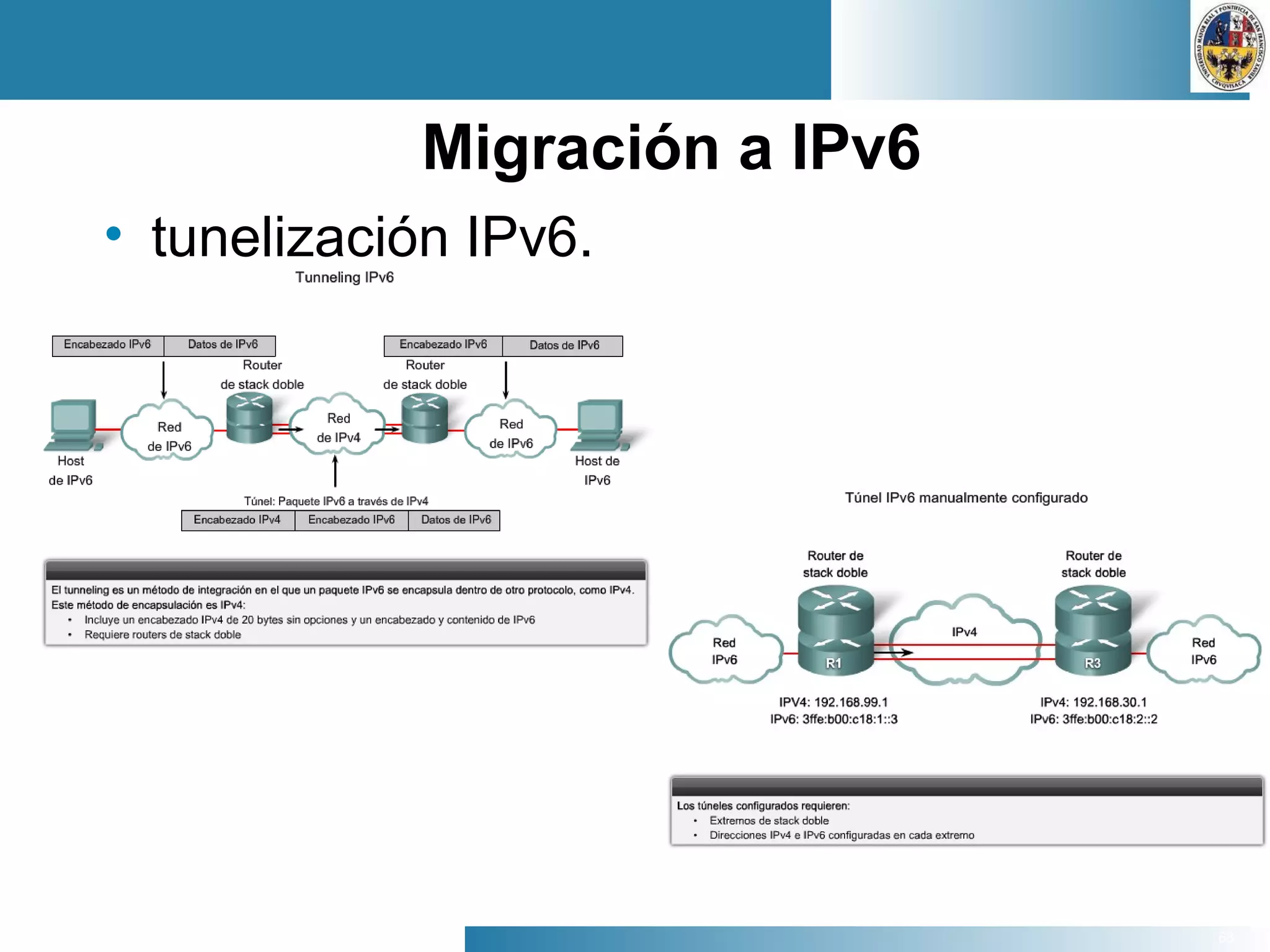 68
Migración a IPv6
• tunelización IPv6.
 