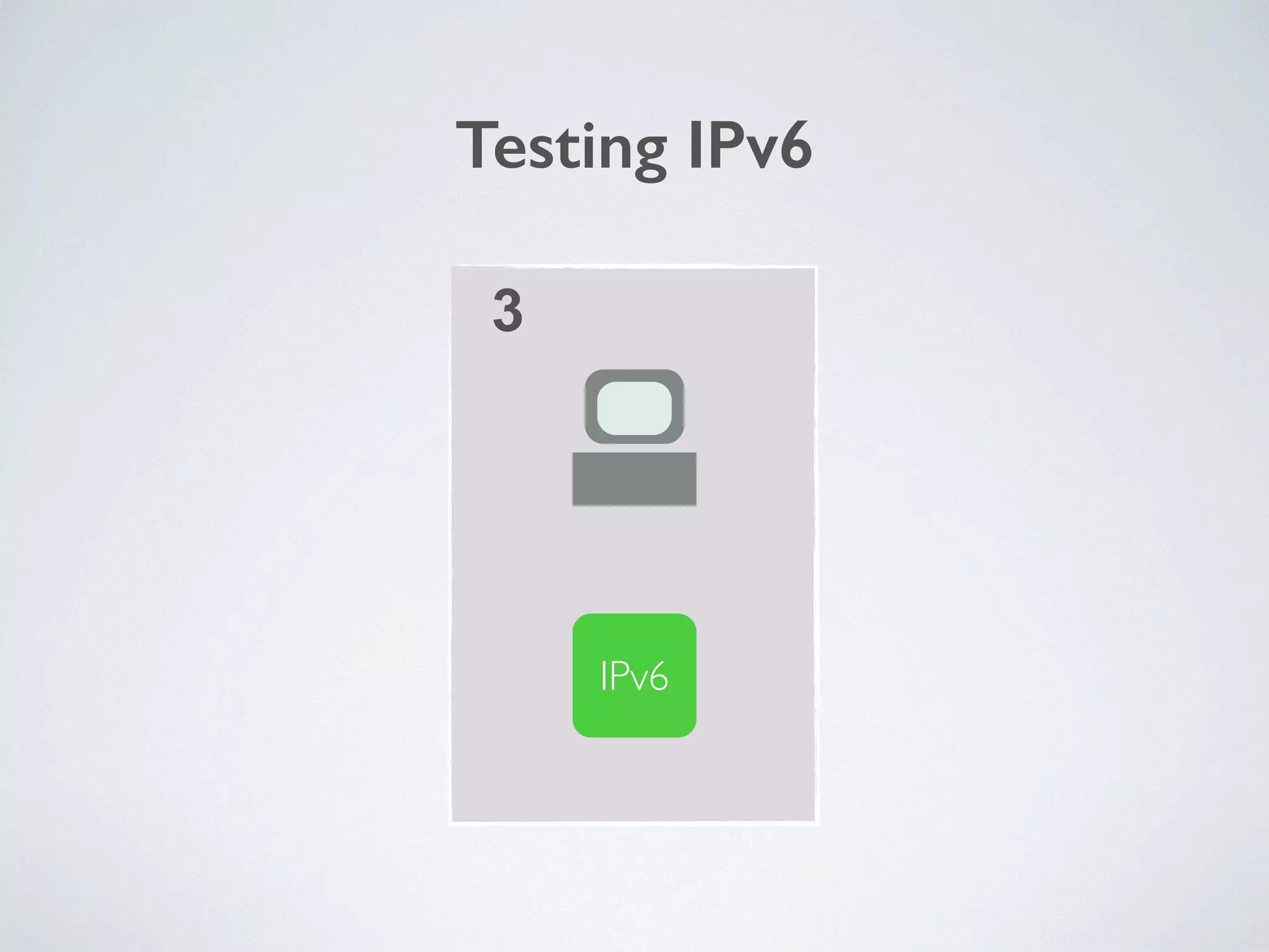Testing IPv6
IPv6
3
 