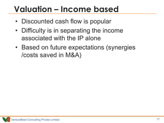 Valuation – Income based
   • Discounted cash flow is popular
   • Difficulty is in separating the income
     associated ...