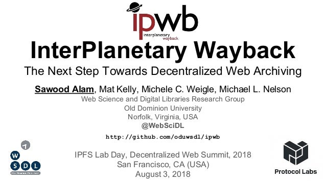 Sawood Alam, Mat Kelly, Michele C. Weigle, Michael L. Nelson
Web Science and Digital Libraries Research Group
Old Dominion...