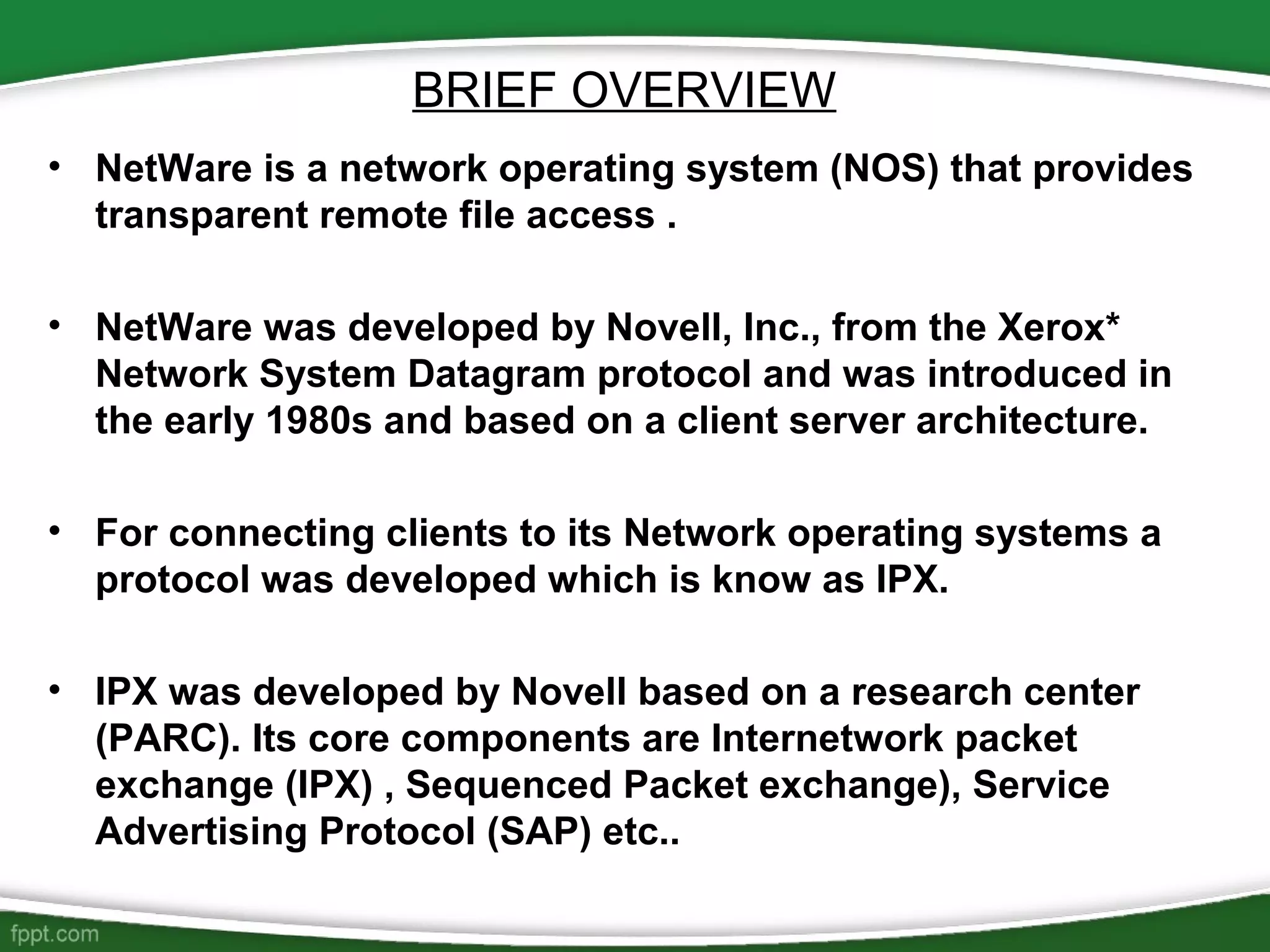 Netware Core Protocol Packet Structure Ipx protocol slide share | PPT