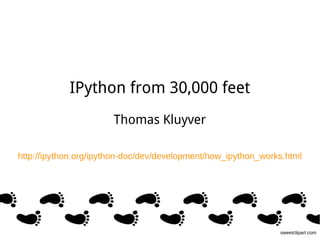 IPython from 30,000 feet 
Thomas Kluyver 
http://ipython.org/ipython-doc/dev/development/how_ipython_works.html 
sweetclipart.com 
 