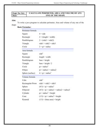 CS8383 Object Oriented Programming Laboratory Manual | PDF