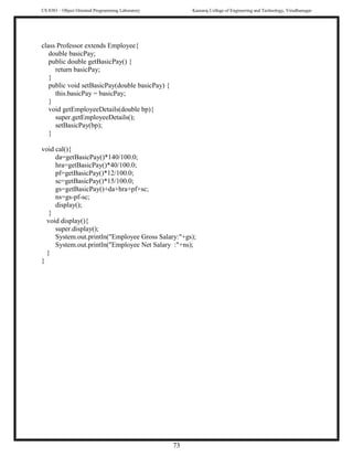 CS8383 Object Oriented Programming Laboratory Manual | PDF