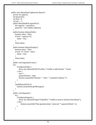 CS8383 Object Oriented Programming Laboratory Manual | PDF