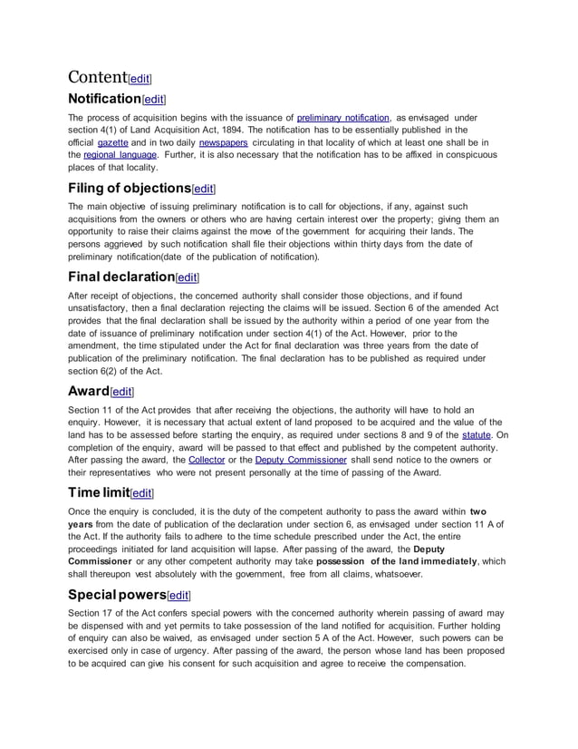 Land acquisition process