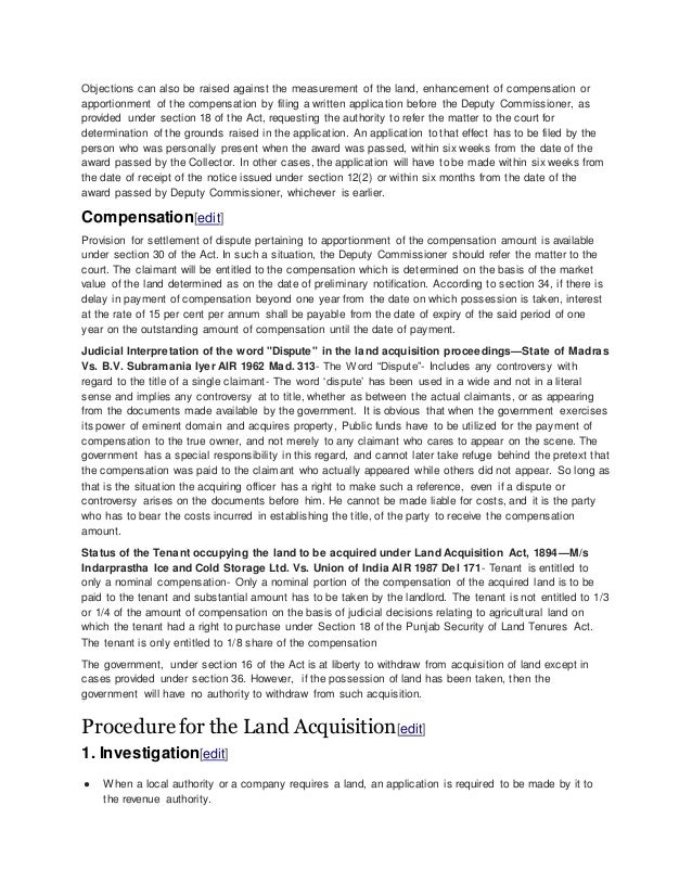 Land acquisition process