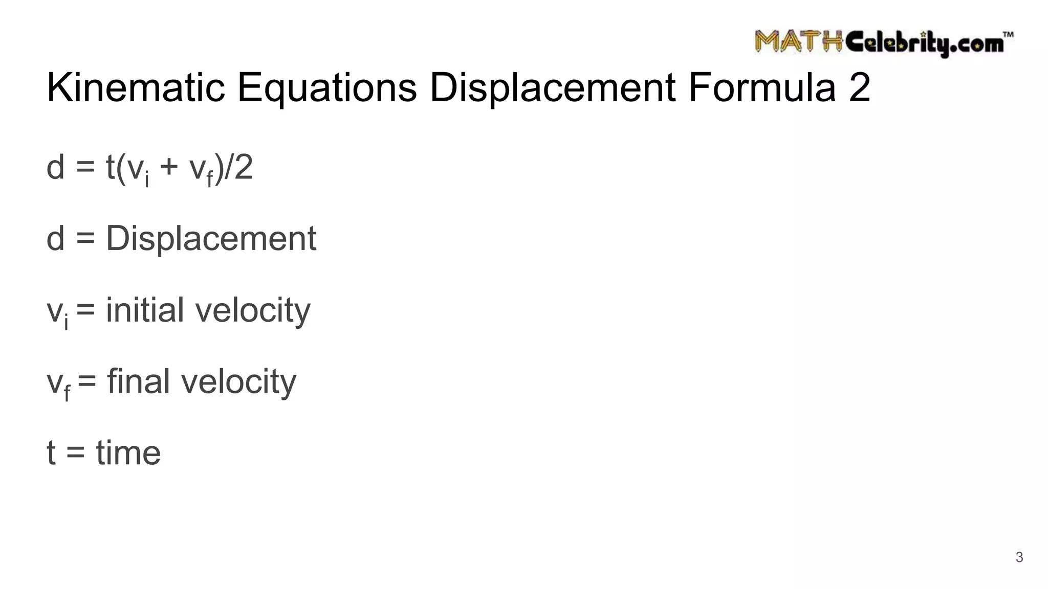 Kinematic equations | PPTX