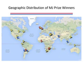 Geographic Distribution of MJ Prize Winners
 