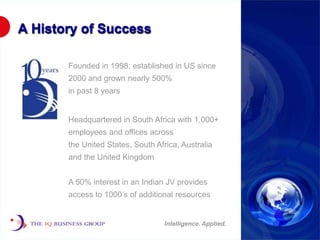 A History of Success<br />Founded in 1998; established in US since 2000 and grown nearly 500% in past 8 years<br />Headqua...
