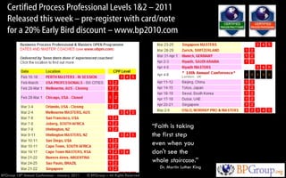 Certified Process Professional Levels 1&2 – 2011
   Released this week – pre-register with card/note
   for a 20% Early Bi...