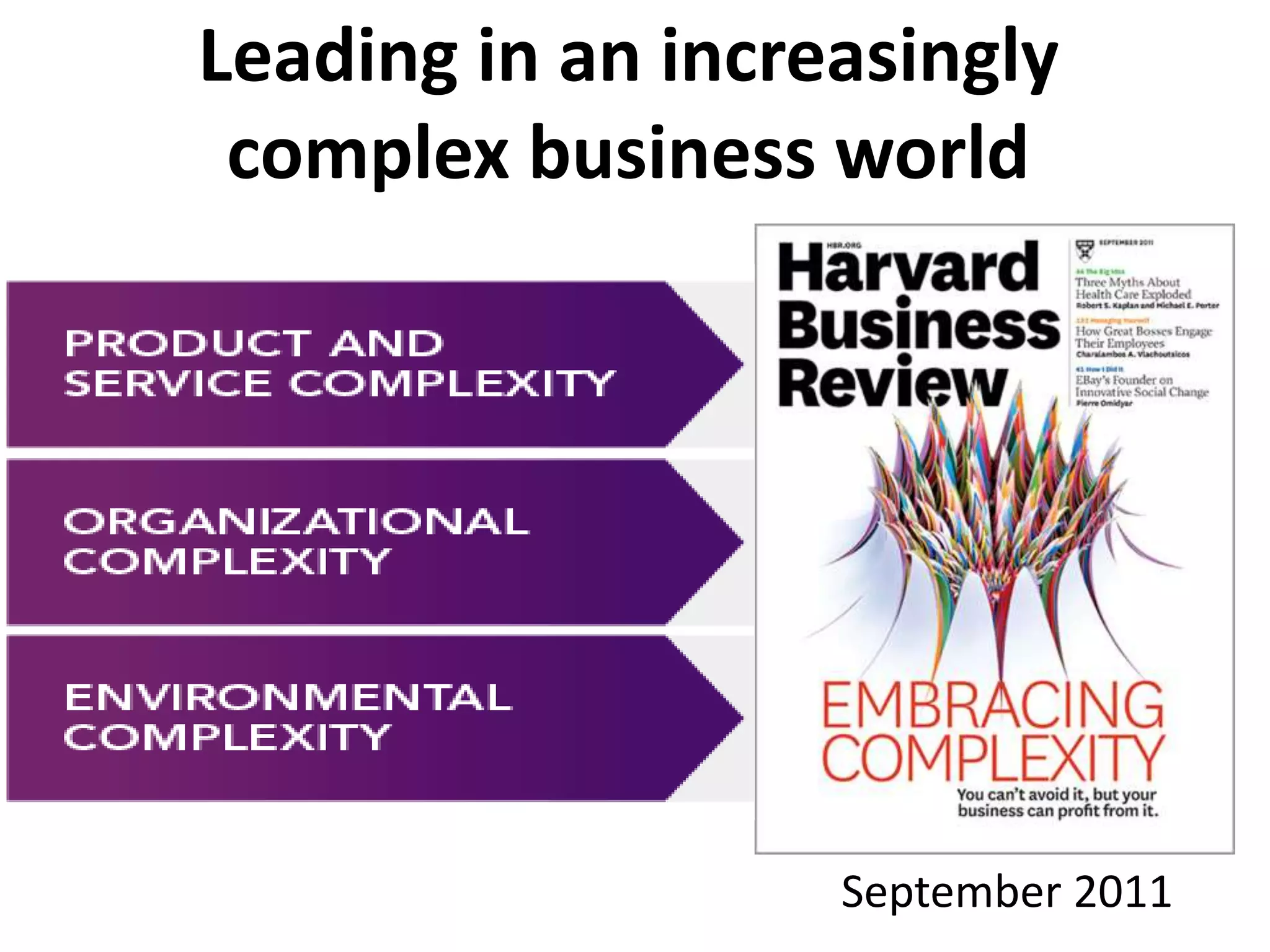 Leading in an increasingly
complex business world
September 2011
 