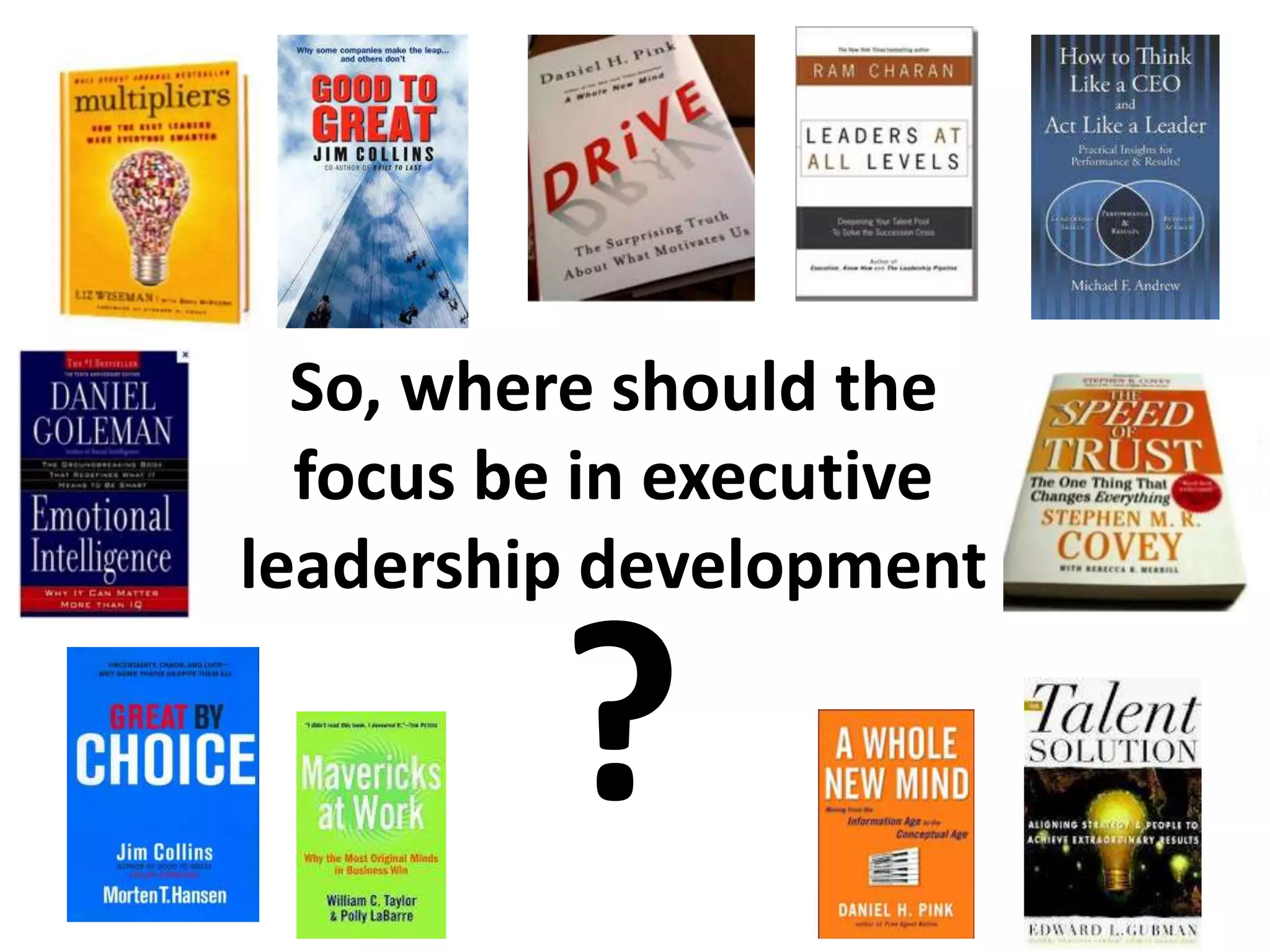 So, where should the
focus be in executive
leadership development
?
 