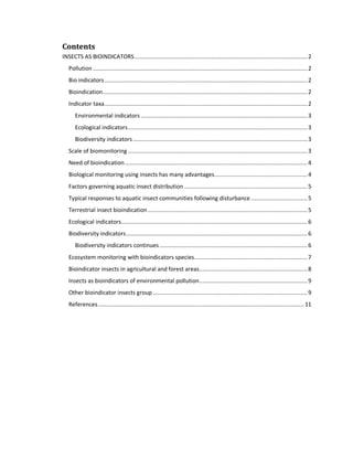INSECTS AS BIO INDICATORS | PDF