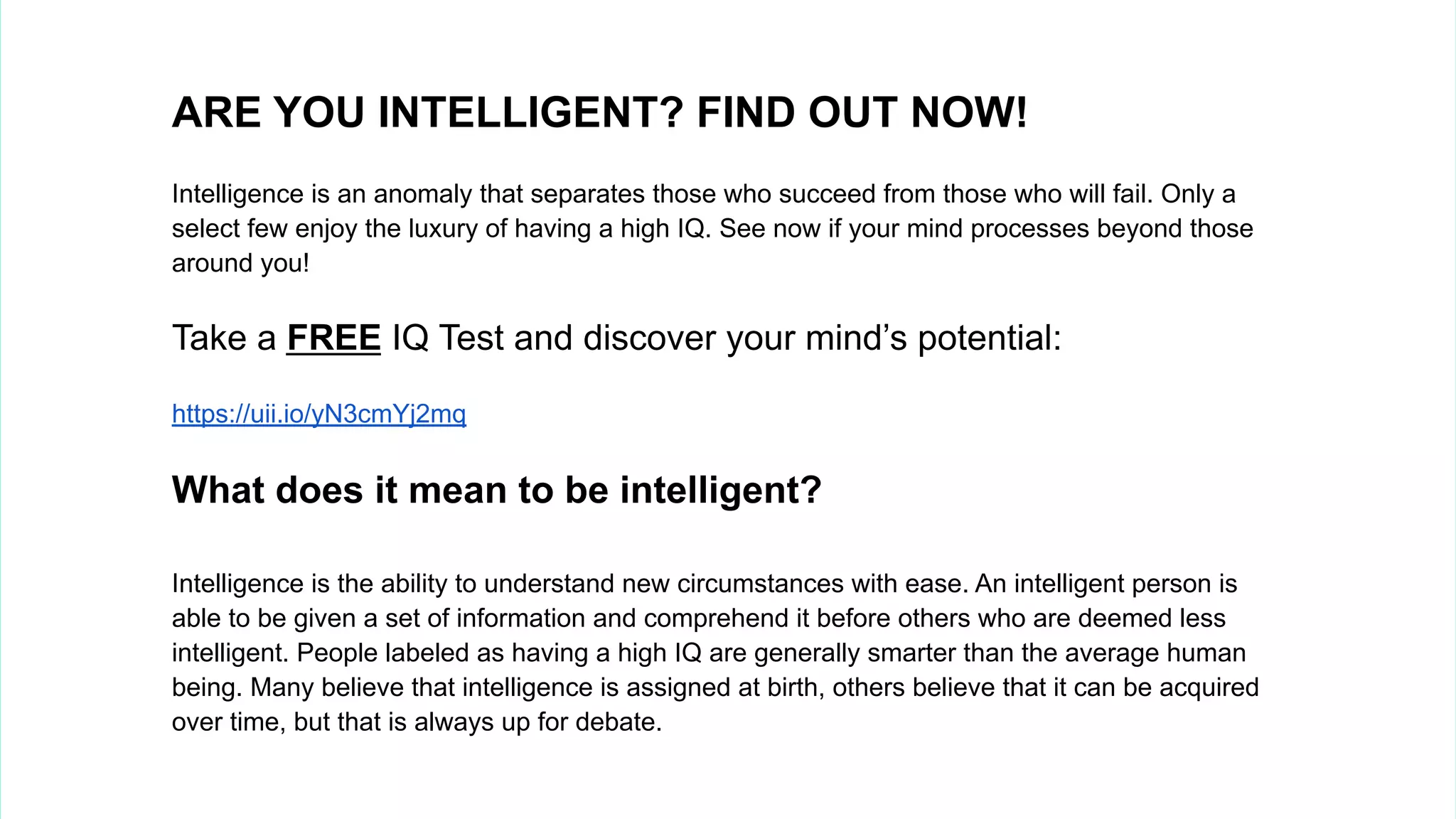 FREE IQ TEST! | PDF