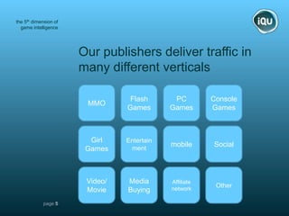 the 5th dimension of
  game intelligence




                       Our publishers deliver traffic in
                    ...