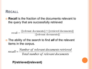 INTRODUCTION INFORMATION RETRIEVAL EVALUVATION | PPTX