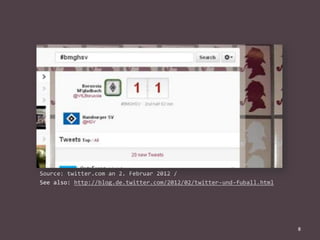 Source: twitter.com an 2. Februar 2012 /
See also: http://blog.de.twitter.com/2012/02/twitter-und-fuball.html

8

 