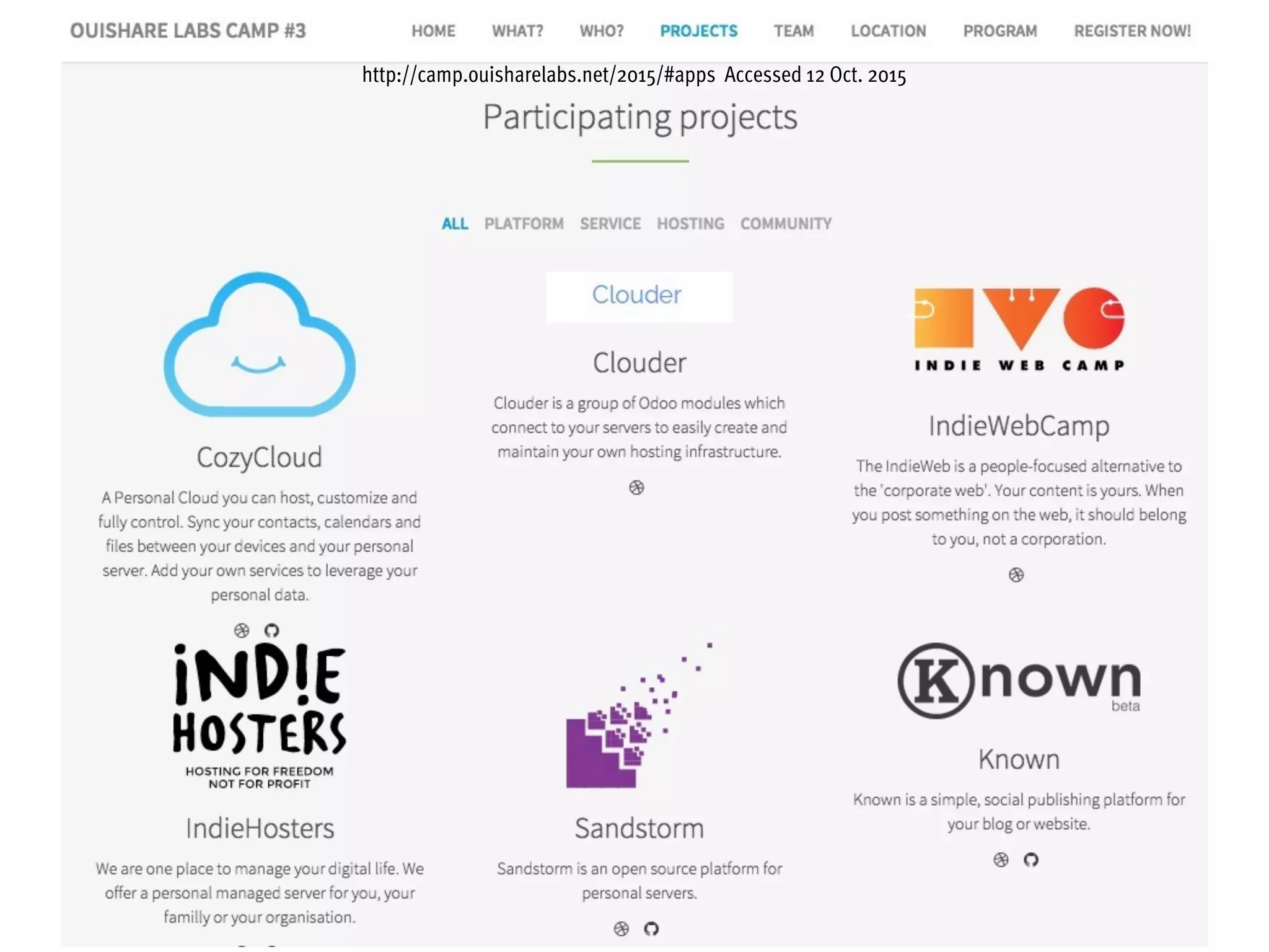 http://camp.ouisharelabs.net/2015/#apps Accessed 12 Oct. 2015
 