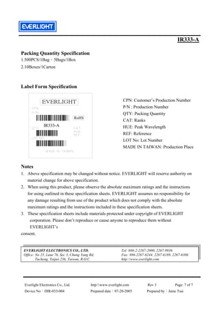 Ir33 Programming Sheet.pdf Ir333 a datasheet | PDF