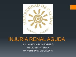 INJURIA RENAL AGUDA
JULIAN EDUARDO FORERO
MEDICINA INTERNA
UNIVERSIDAD DE CALDAS
 