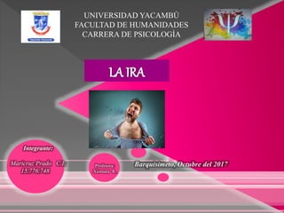 Barquisimeto, Octubre del 2017Profesora:
Xiomara R.
Integrante:
Maricruz Prado C.I:
15.776.748
UNIVERSIDAD YACAMBÙ
FACULTAD DE HUMANIDADES
CARRERA DE PSICOLOGÌA
 