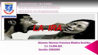 Alumno: Norman Francisco Medina Bastidas
C.I: 13.094.365
Sección: ED01D0V
 