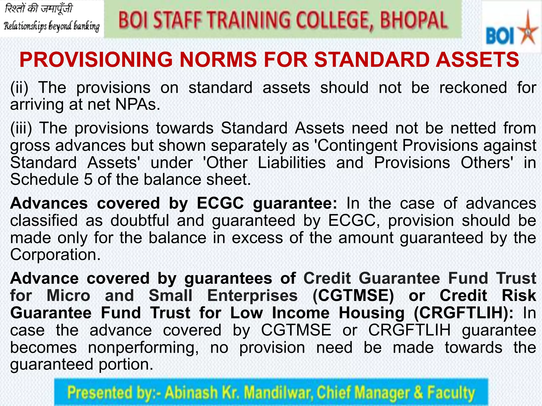 IRAC NORMS (INCOME RECOGNITION & ASSET CLASSIFICATION AND PROVISIONING ...