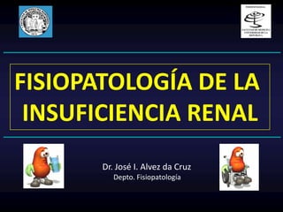 FISIOPATOLOGÍA DE LA
INSUFICIENCIA RENAL
Dr. José I. Alvez da Cruz
Depto. Fisiopatología
 