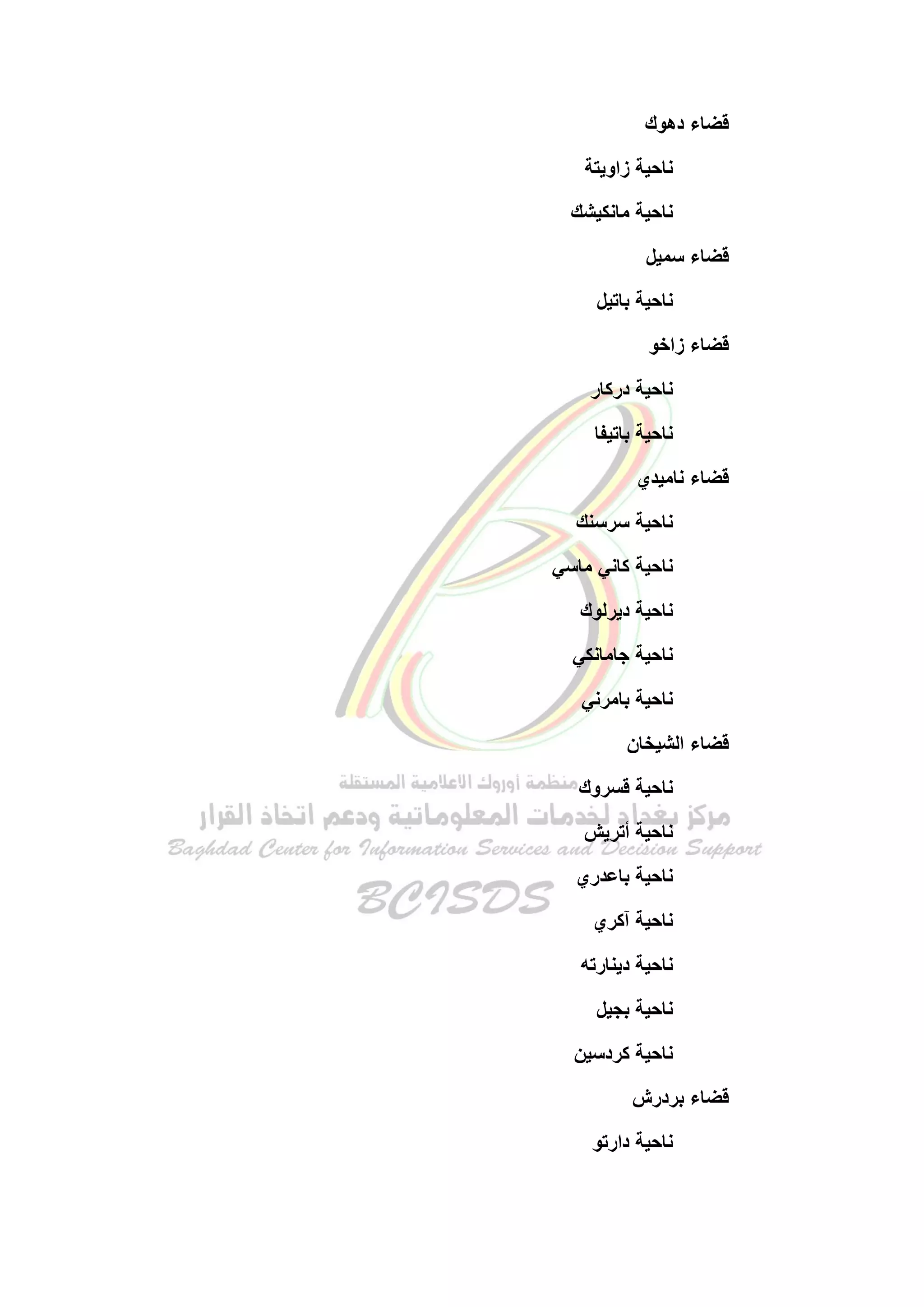 أقضية ونواحي جمهورية العراق | PDF