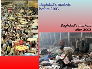 Baghdad’s markets before 2003 Baghdad’s markets after 2003 