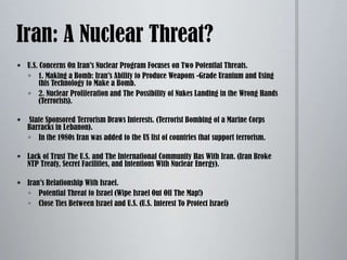 Terrorism  allowed Iran to compensate for its military inferiority. 