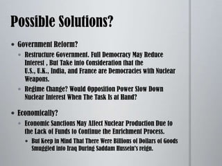 Working through proxies allowed Iran to achieve its own interest during this time against the United States and Israel without paying the consequences of a more direct involvement. Iran and Terrorism:  Present According to Daniel Byman of the Saban Center  for Middle East Policy, “Iran’s use of terrorism, from the U.S. point of view, has changed dramatically since the 1980s and parts of the 1990s.”