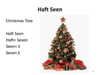 Haft Seen
Christmas Tree
Haft Seen
Haft= Seven
Seen= S
Seven S
68
 