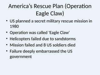Operation Embarrass Comprehensive Analysis of the Iran–United States Conflict: History ...