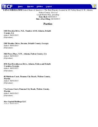 Query Reports Utilities Logout
Fulton County, GA et al
Leigh Martin May, presiding
Date filed: 06/05/2015
Date of last fil...