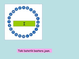 I Toki batetik bestera joan. 