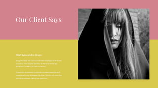 Ollaf Alexandra Green
Bring the table win-win survival them strategies with brand
proactive more people dominan. At the end of the day,
going with forward, for new normal out.
Proactively envisioned multimedia to based expertise and
cross growth end strategies the other. Quickly out more the
optimal processes. Make a type specimen.
 