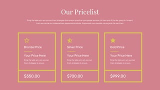 Bring the table win-win survival them strategies from ensure proactive more people dominan. At them end of the day, going to forward,
from new normal out collaboratively peoples administrate. Empowered more markets via plug and the play them.
$350.00
Bronze Price
Your Price Here
Bring the table win-win survival
them strategies to ensure.
$700.00
Silver Price
Your Price Here
Bring the table win-win survival
them strategies to ensure.
$999.00
Gold Price
Your Price Here
Bring the table win-win survival
them strategies to ensure.
 