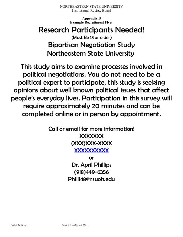 irb sample flyer for research recruitment