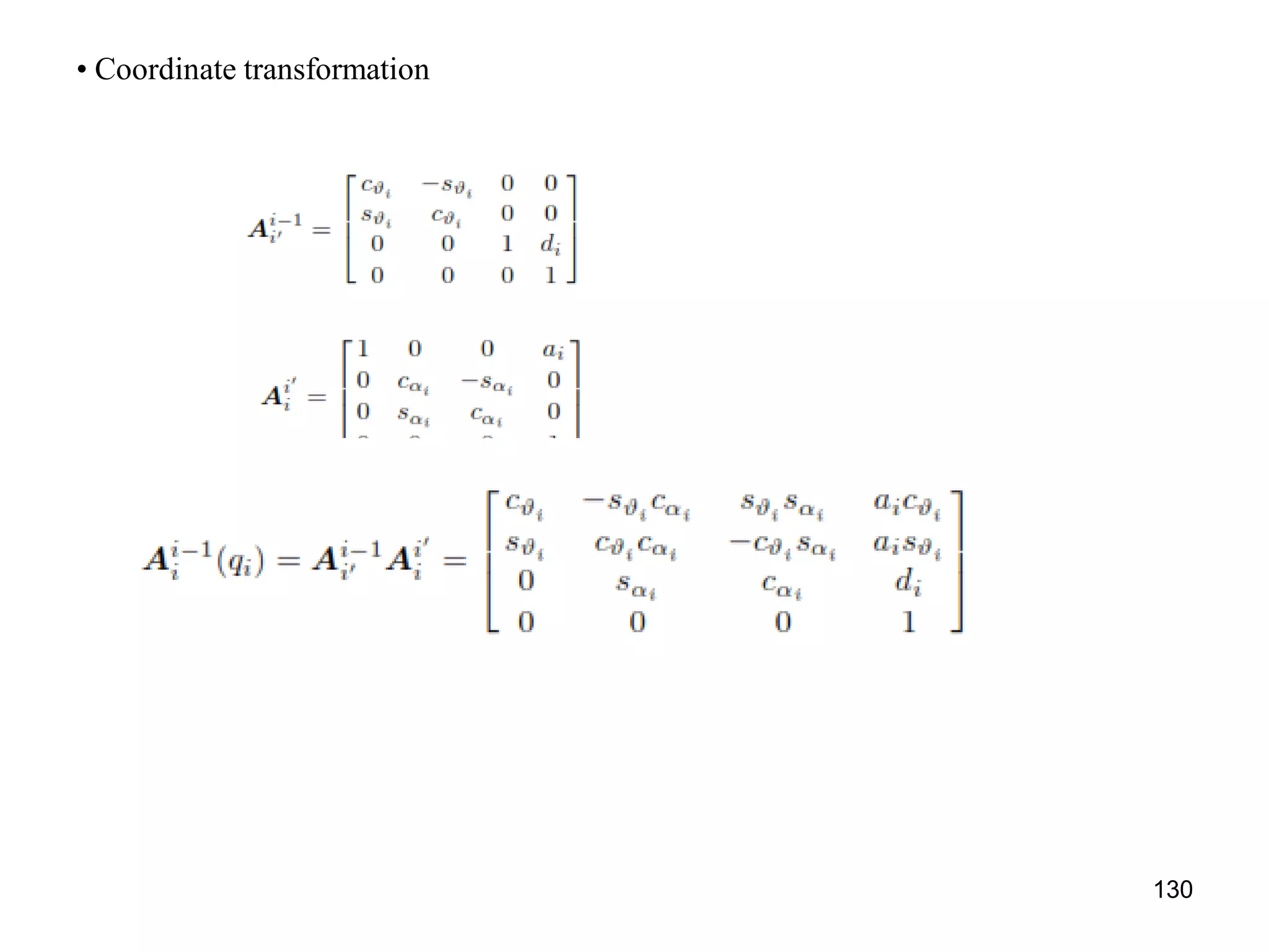• Coordinate transformation
130
 
