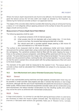 Irc 14 IRC:15-2017 CODE OF PRACTICE FOR CONSTRUCTION OF JOINTED PLAIN CONCRETE ...