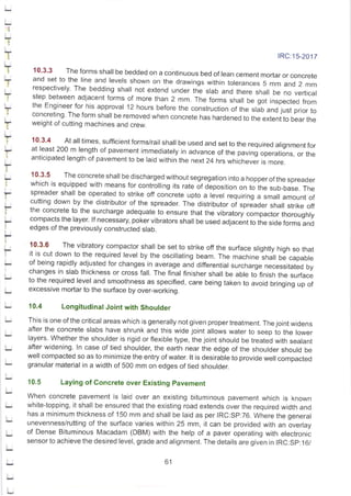 Irc 14 IRC:15-2017 CODE OF PRACTICE FOR CONSTRUCTION OF JOINTED PLAIN CONCRETE ...