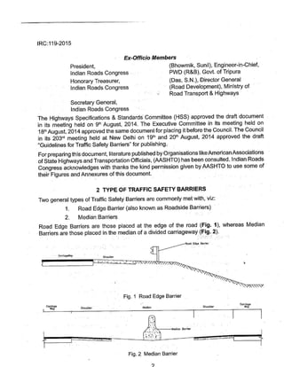 IRC:119-2015 GUIDELINES FOR TRAFFIC SAFETY BARRIERS