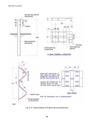 IRC:SP:73-2018
94
Fig. 9.10 Typical Details of W Beam Structural Elements
 