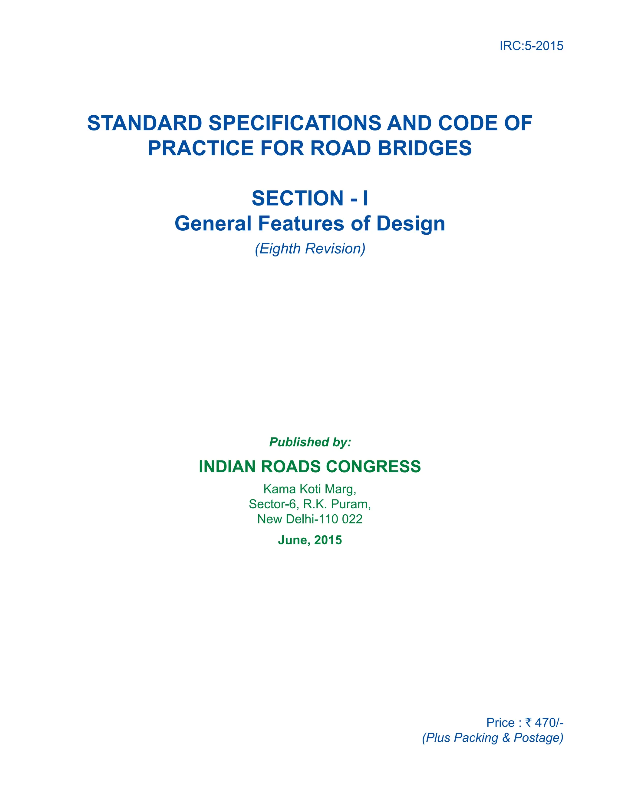 STANDARD SPECIFICATIONS AND CODE OF PRACTICE FOR ROAD BRIDGES | PDF