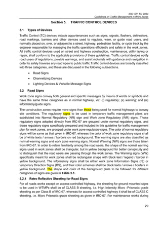 Irc Signboard Color Comprehensive Guidelines on Traffic Management in Work Zones by IRC ...