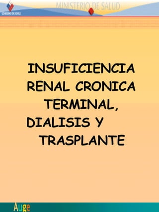 INSUFICIENCIA RENAL CRONICA TERMINAL, DIALISIS Y  TRASPLANTE 