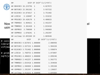 Collinearity
# collinearity test using variance inflation factors
library(car)
vif(model.MLR.step)
# problematic covariates should have sqrt(VIF) > 2
sqrt(vif(model.MLR.step))
Now we can evaluate the test statistics of the calibration model
using the goof() function from the “ithir” package.
 